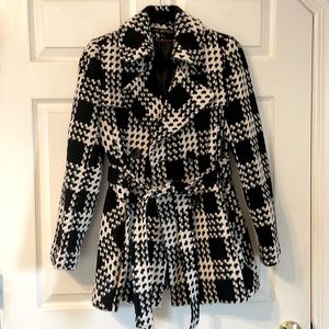 Black and white wool coat